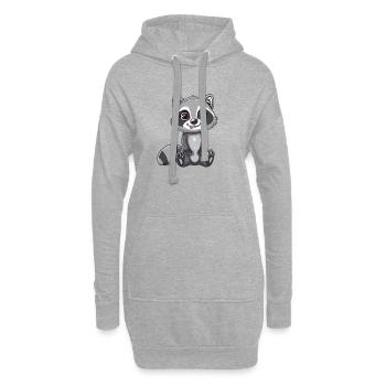 Niedlicher Waschbär Mit Großen Augen - Hoodie-Kleid - Grau meliert - Vorne