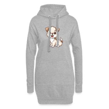 Chiot joueur avec un sourire charmant - Sweat-shirt à capuche long Femme - gris chiné - Devant