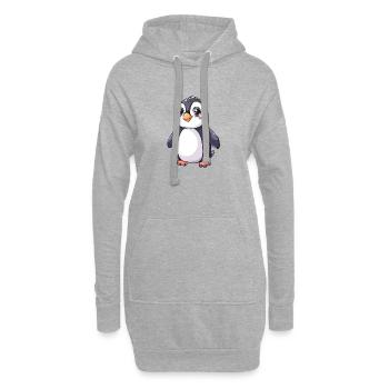 Pingouin mignon avec de grands yeux pour les amoureux des animaux - Sweat-shirt à capuche long Femme - gris chiné - Devant