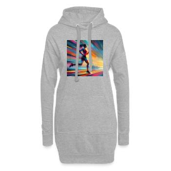 Laufende Frau 1 - Hoodie-Kleid - Grau meliert - Vorne