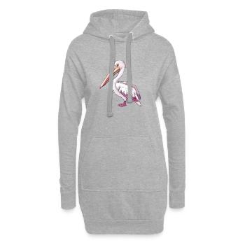 Eleganter Weißer Pelikan Stehend - Hoodie-Kleid - Grau meliert - Vorne