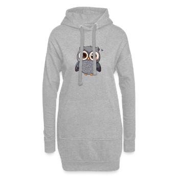 Süße Großaugige Eule Zeichentrickfigur - Hoodie-Kleid - Grau meliert - Vorne