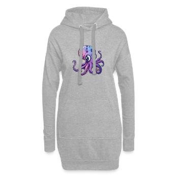 Pieuvre violette mignonne avec de grands yeux - Sweat-shirt à capuche long Femme - gris chiné - Devant