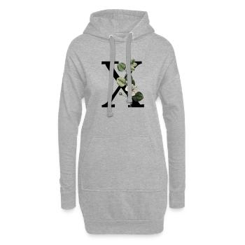 Buchstabe X Grüne Botanik - Hoodie-Kleid - Grau meliert - Vorne