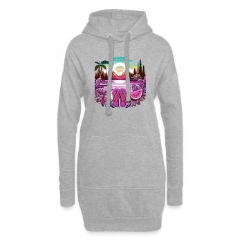 Été Lac Nature Flore Art Fleurs Mer Plage - Sweat-shirt à capuche long Femme - gris chiné - Devant