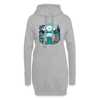 Été Lac Nature Flore Art Fleurs Mer Plage - Sweat-shirt à capuche long Femme - gris chiné - Devant