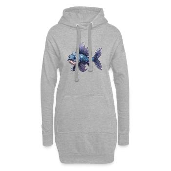 Graphique de lotte des profondeurs - Sweat-shirt à capuche long Femme - gris chiné - Devant