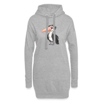 Illustration d’un drôle d’oiseau - Sweat-shirt à capuche long Femme - gris chiné - Devant