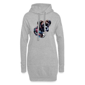 Boxer fleur - Sweat-shirt à capuche long Femme - gris chiné - Devant
