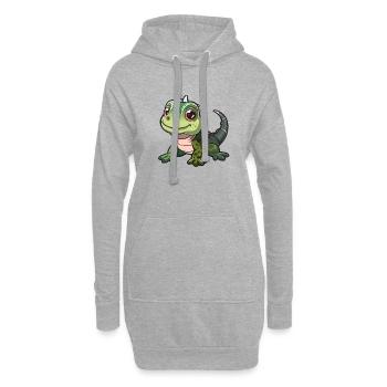 Niedlicher Lächelnder Baby Drache - Hoodie-Kleid - Grau meliert - Vorne