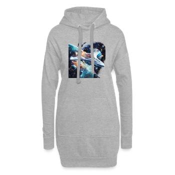 Découvrez de nouveaux mondes avec le vaisseau spatial - Sweat-shirt à capuche long Femme - gris chiné - Devant