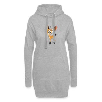 Mignon fauve look Dessin - Sweat-shirt à capuche long Femme - gris chiné - Devant