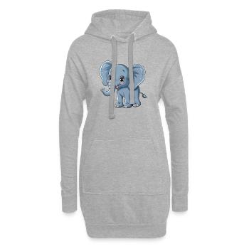 Niedlicher Elefant Für Kinderzimmer Wand - Hoodie-Kleid - Grau meliert - Vorne