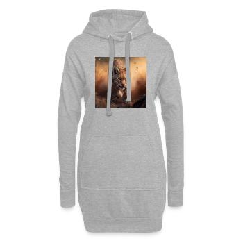 Rennender Luchs - Hoodie-Kleid - Grau meliert - Vorne