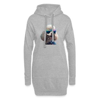 Welpe, Hund, Pudel, Hunde, cool mit Sonnenbrille - Hoodie-Kleid - Grau meliert - Vorne