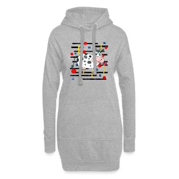 Vache - Sweat-shirt à capuche long Femme - gris chiné - Devant