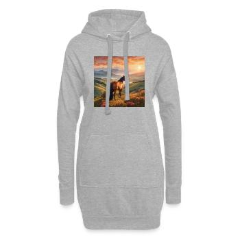 Art du cheval - Sweat-shirt à capuche long Femme - gris chiné - Devant