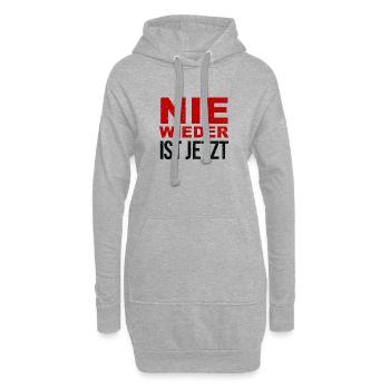 Never again is now - nie wieder ist jetzt - Hoodie-Kleid - Grau meliert - Vorne