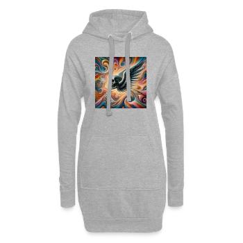 Crâne avec des ailes (coloré) - Sweat-shirt à capuche long Femme - gris chiné - Devant