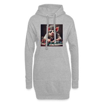 Poker Schwein - Hoodie-Kleid - Grau meliert - Vorne