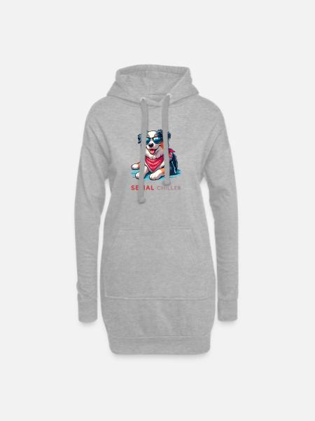 Australian Shepherd - Hoodie-Kleid - Grau meliert
