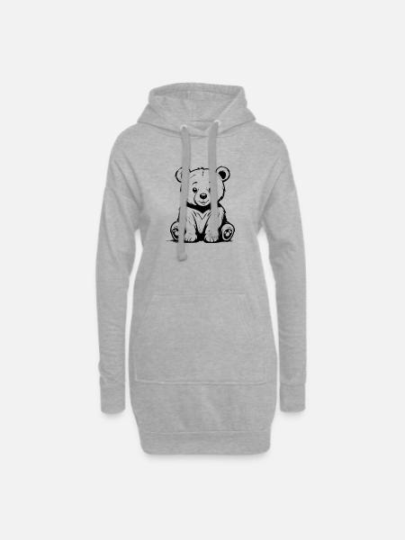 Süßer Bär zum Ausmalen Kindergeburtstag Geschenk - Hoodie-Kleid - Grau meliert