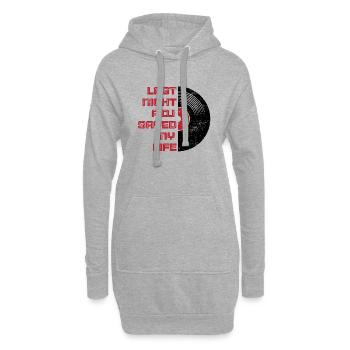 Hier soir, un dj m’a sauvé la vie - Sweat-shirt à capuche long Femme - gris chiné - Devant