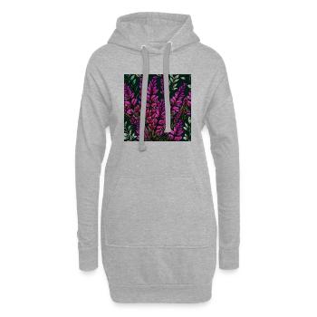 Lila Blüten - Hoodie-Kleid - Grau meliert - Vorne