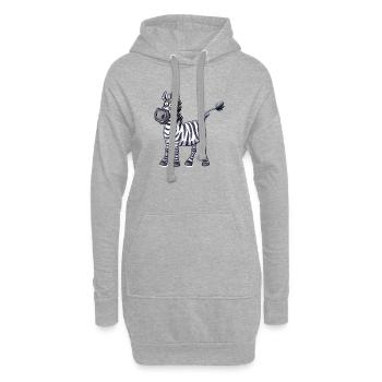 Zèbre drôle avec un grand sourire - Sweat-shirt à capuche long Femme - gris chiné - Devant