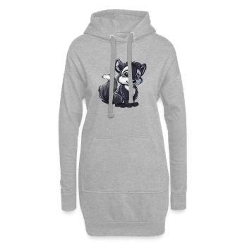 Niedlicher Skunk Mit Großen Augen - Hoodie-Kleid - Grau meliert - Vorne