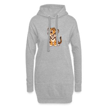 Verspieltes Tigerjunges Für Tierfreunde - Hoodie-Kleid - Grau meliert - Vorne