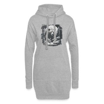Bär Skandinavien Braunbär Mond Wald Natur Schweden - Hoodie-Kleid - Grau meliert - Vorne