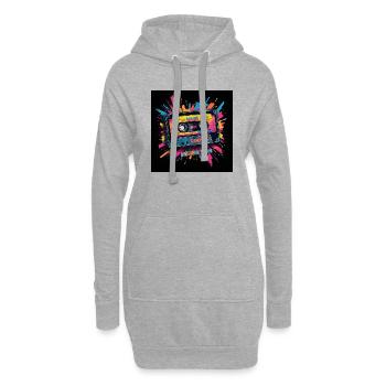 Kassette 80er - Bo-Grafik - Hoodie-Kleid - Grau meliert - Vorne