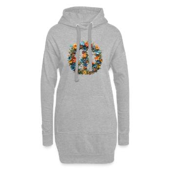 Peace Zeichen Blumen Frieden Pazifismus - Hoodie-Kleid - Grau meliert - Vorne