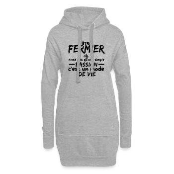 FERMIER - Sweat-shirt à capuche long Femme - gris chiné - Devant