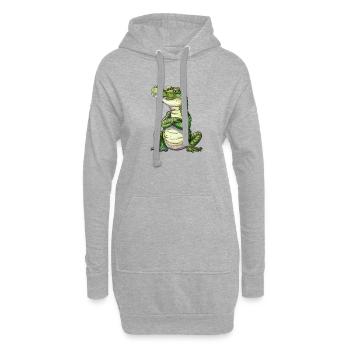 Lustiger Entspannter Krokodil Cartoon - Hoodie-Kleid - Grau meliert - Vorne