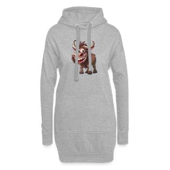 Yak joyeux avec un grand sourire - Sweat-shirt à capuche long Femme - gris chiné - Devant