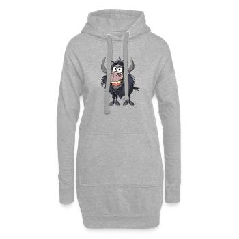 Yak joyeux avec de grandes cornes - Sweat-shirt à capuche long Femme - gris chiné - Devant