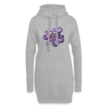 Lustiger Lila Oktopus Mit Großen Augen - Hoodie-Kleid - Grau meliert - Vorne