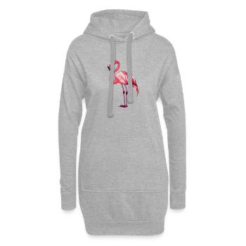 Eleganter Rosa Flamingo Stehend - Hoodie-Kleid - Grau meliert - Vorne