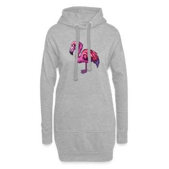 Flamant rose élégant avec du caractère - Sweat-shirt à capuche long Femme - gris chiné - Devant