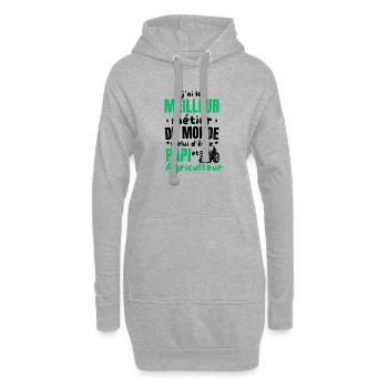 PAPI AGICULTEUR - Sweat-shirt à capuche long Femme - gris chiné - Devant