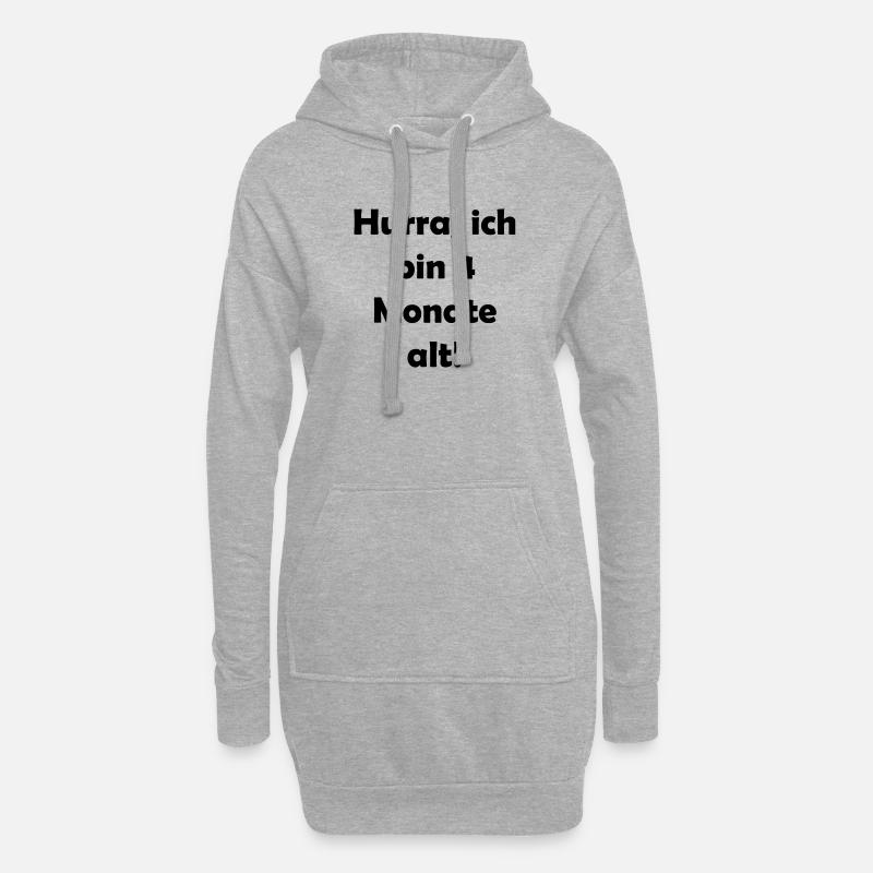 Hurra, ich bin 4 Monat alt - Hoodie-Kleid - Grau meliert