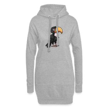 Süßer Cartoon Vogel Mit Großem Schnabel - Hoodie-Kleid - Grau meliert - Vorne