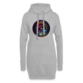 Magischer Pilzwald - Neon Abstrakte Kunst - Hoodie-Kleid - Grau meliert - Vorne