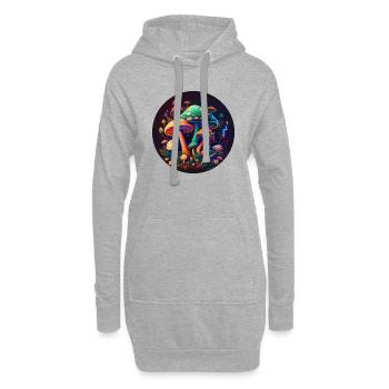Pilze - Hoodie-Kleid - Grau meliert - Vorne