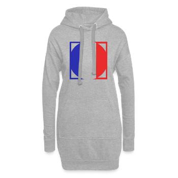 Französische Flagge, Wappen blau, weiß, rot - Hoodie-Kleid - Grau meliert - Vorne
