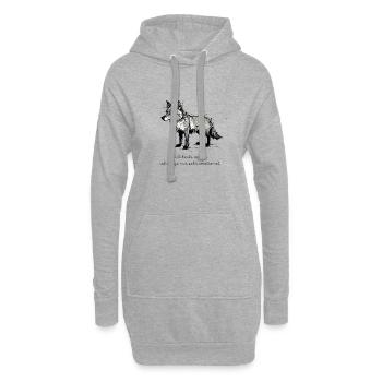 Wolf Spruch "Ich heule nicht, ich singe nur sehr e - Hoodie-Kleid - Grau meliert - Vorne