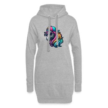 Regenbogen Cooles Pferd - Hoodie-Kleid - Grau meliert - Vorne