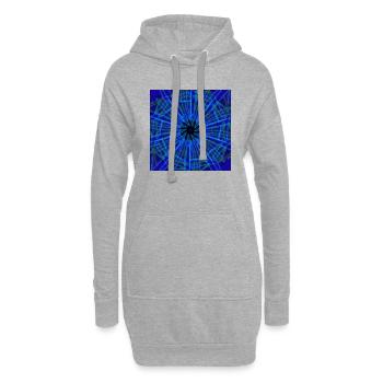 Blaues abstraktes Design - Hoodie-Kleid - Grau meliert - Vorne